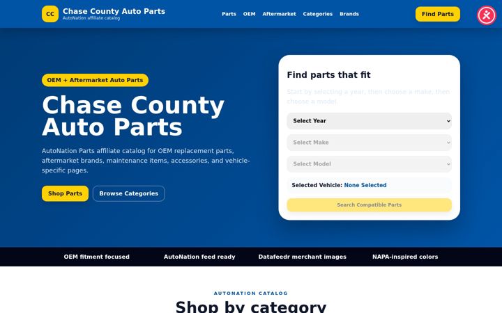 Screenshot of chasecountyautoparts.com