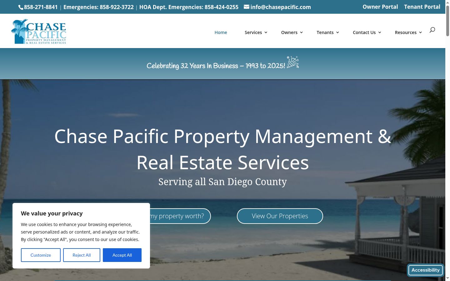 Screenshot of the consent banner shown before any interaction