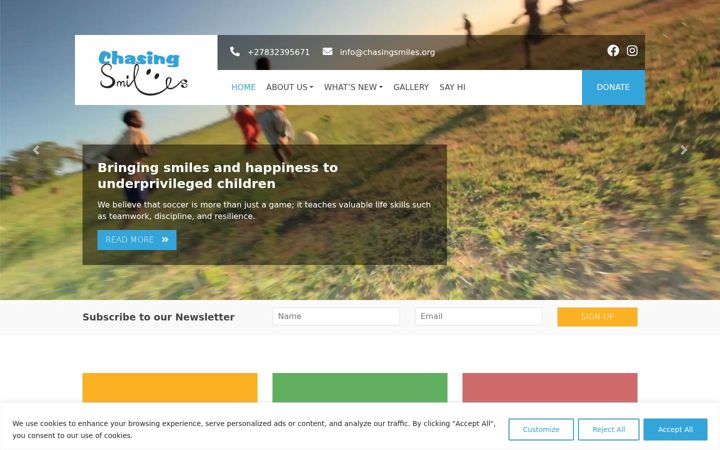 Screenshot of chasingsmiles.org