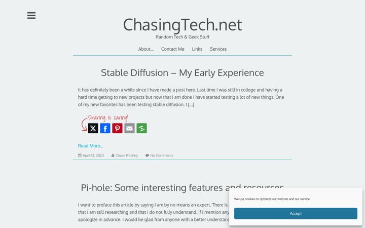 Snímek obrazovky chasingtech.net
