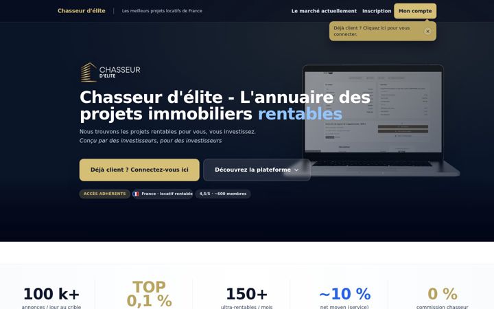 Skjámynd af chasseur-elite.fr