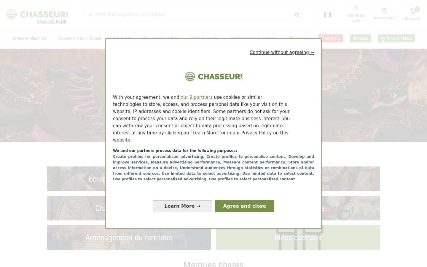 Screenshot of the consent banner shown before any interaction