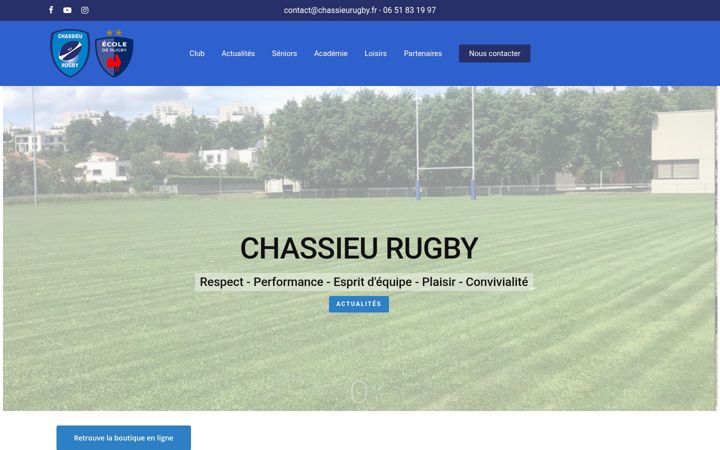 Skjámynd af chassieurugby.fr