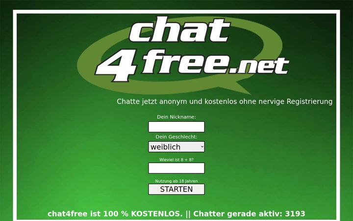 Captură de ecran a chat4free.net