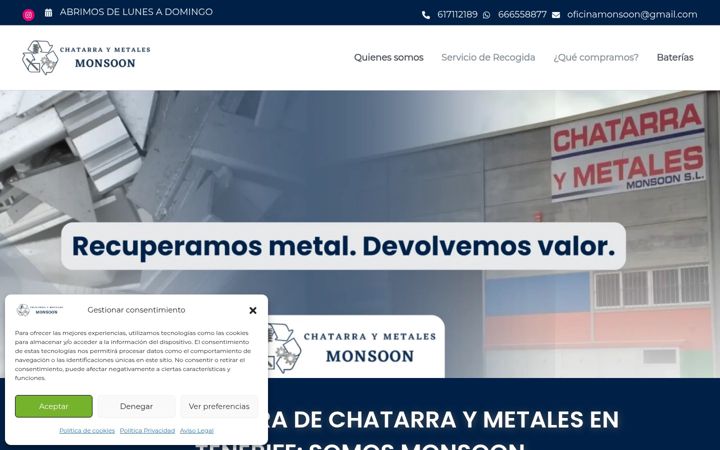 Screenshot of chatarrasymetalesmonsoon.com