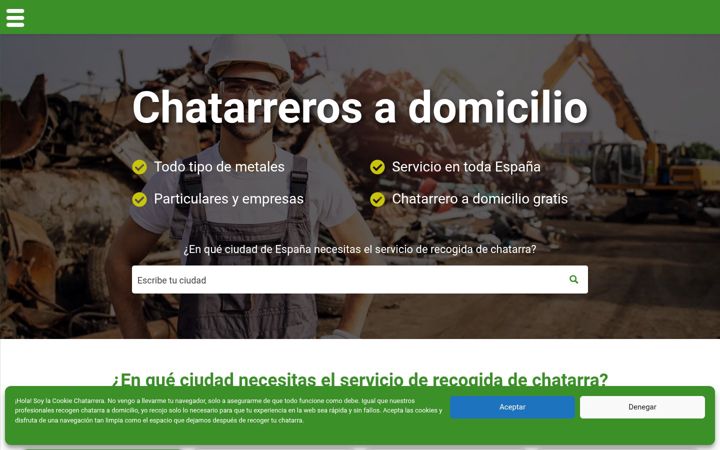 Screenshot of chatarreroadomicilio.com