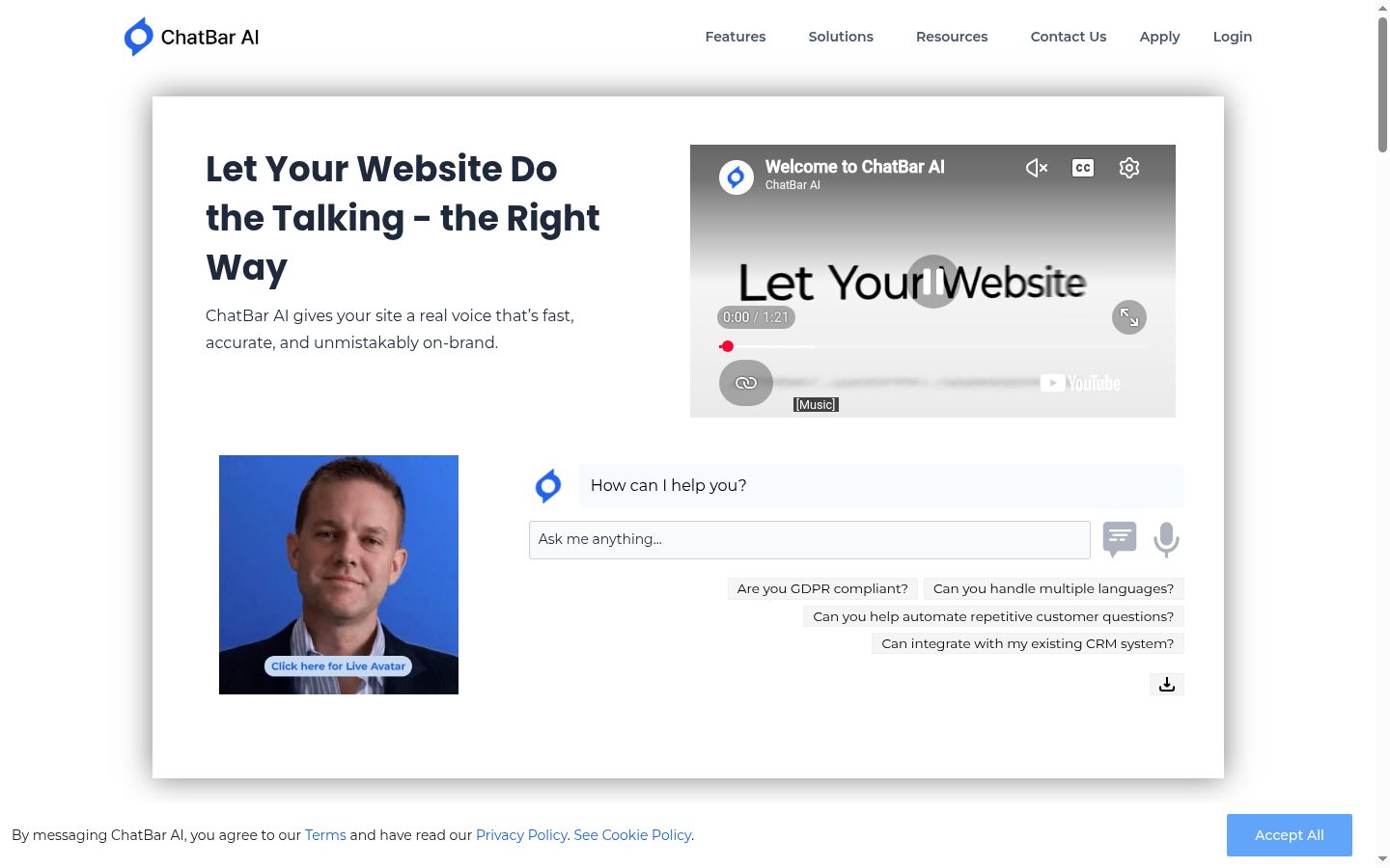 Screenshot of the consent banner shown before any interaction