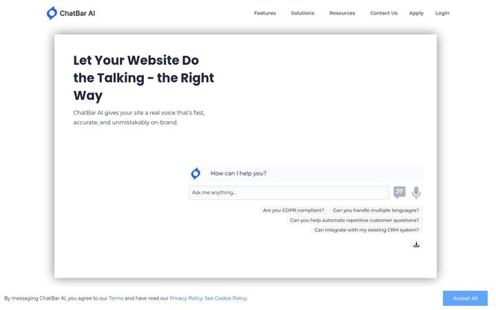 Screenshot of chatbar-ai.com