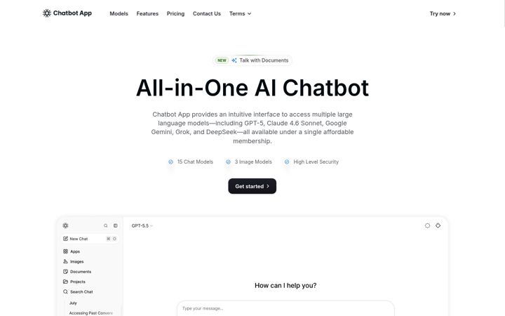 Screenshot di chatbotapp.ai