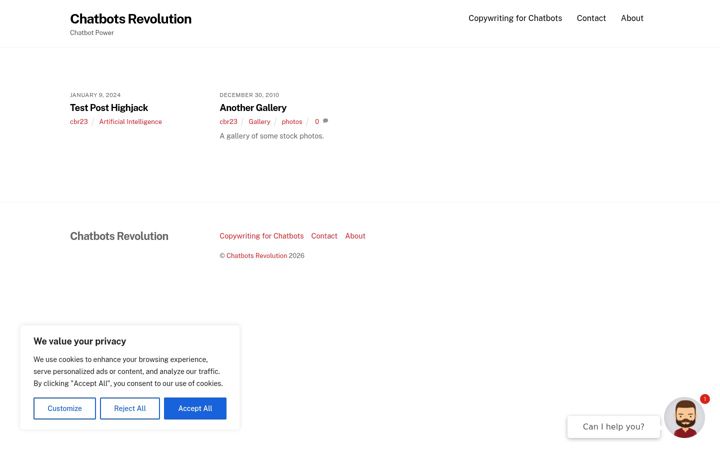 Screenshot of chatbotsrevolution.com
