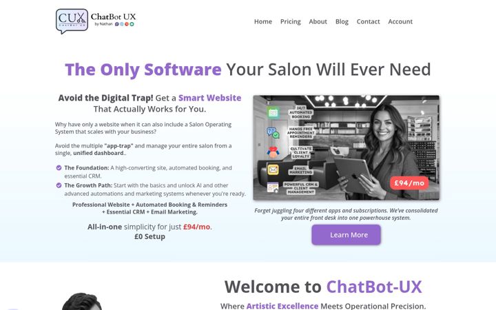 Screenshot of chatbotux.com