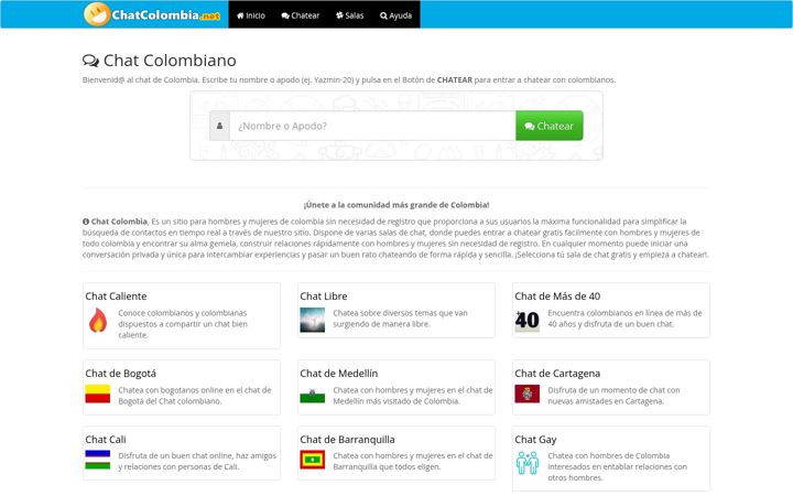 Snímek obrazovky chatcolombia.net