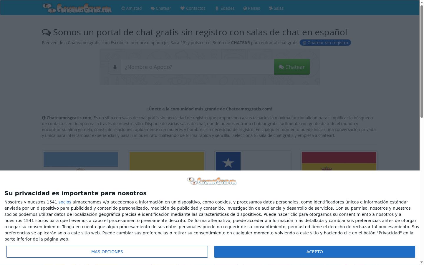 Screenshot del banner di consenso mostrato prima di qualsiasi interazione