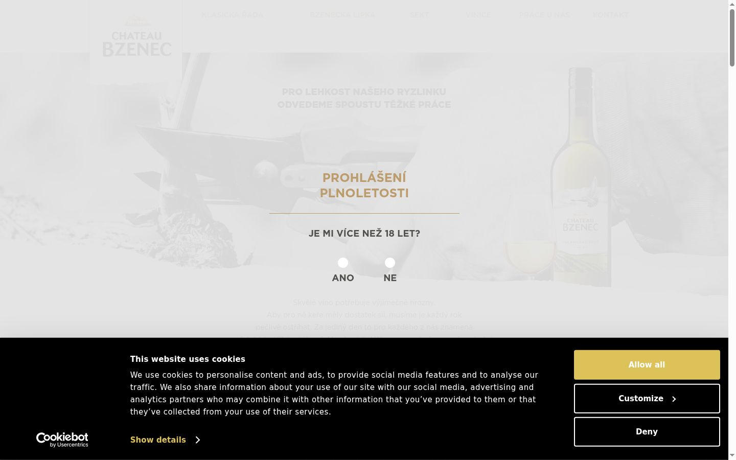 Screenshot del banner di consenso mostrato prima di qualsiasi interazione