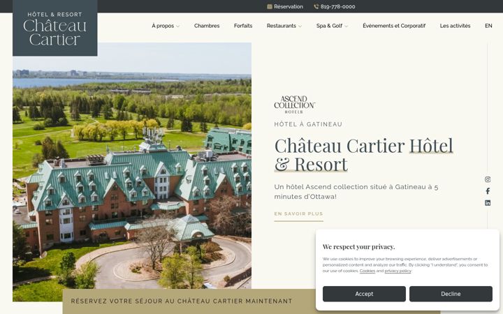 Screenshot of chateaucartierhotelresort.com