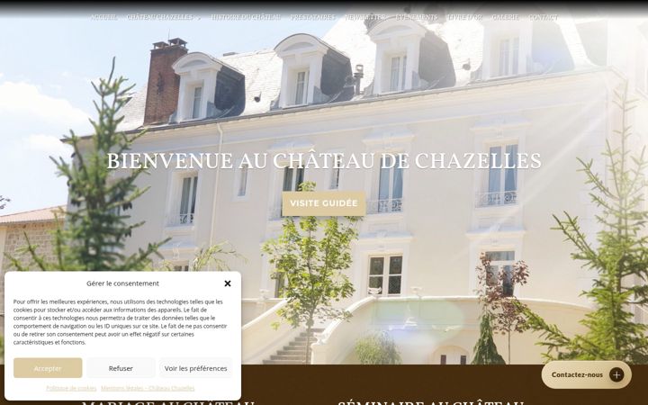 Screenshot of chateauchazelles.com
