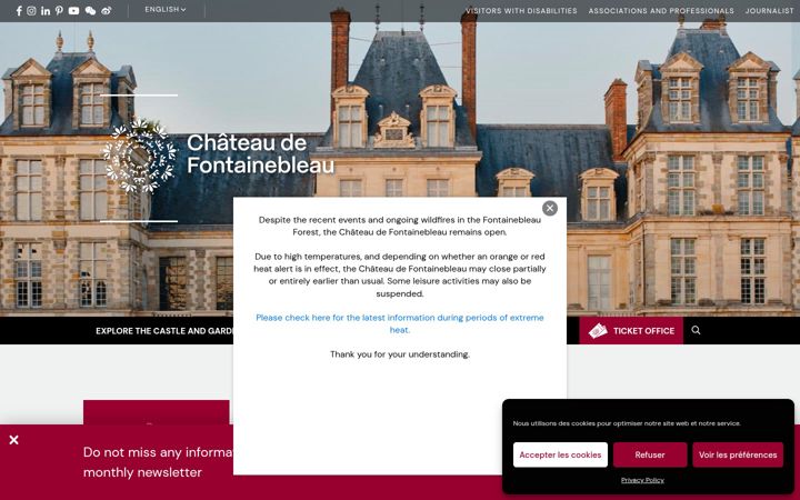 Screenshot of chateaudefontainebleau.fr