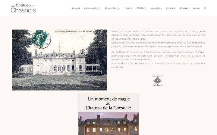 Captură de ecran a chateaudelachesnaie.fr