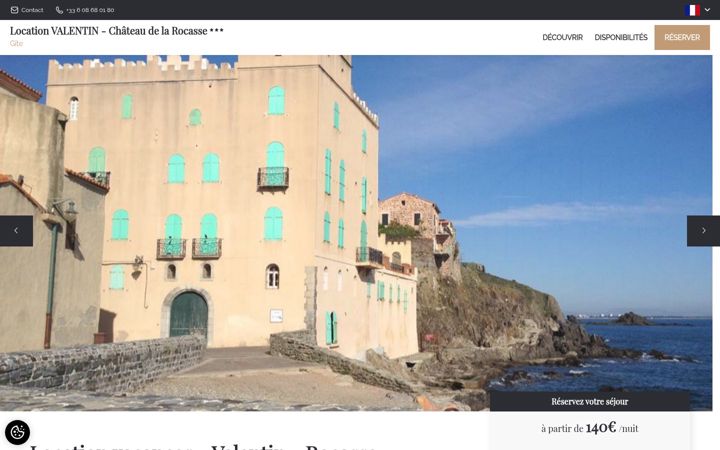 Screenshot of chateaudelarocasse-collioure.com