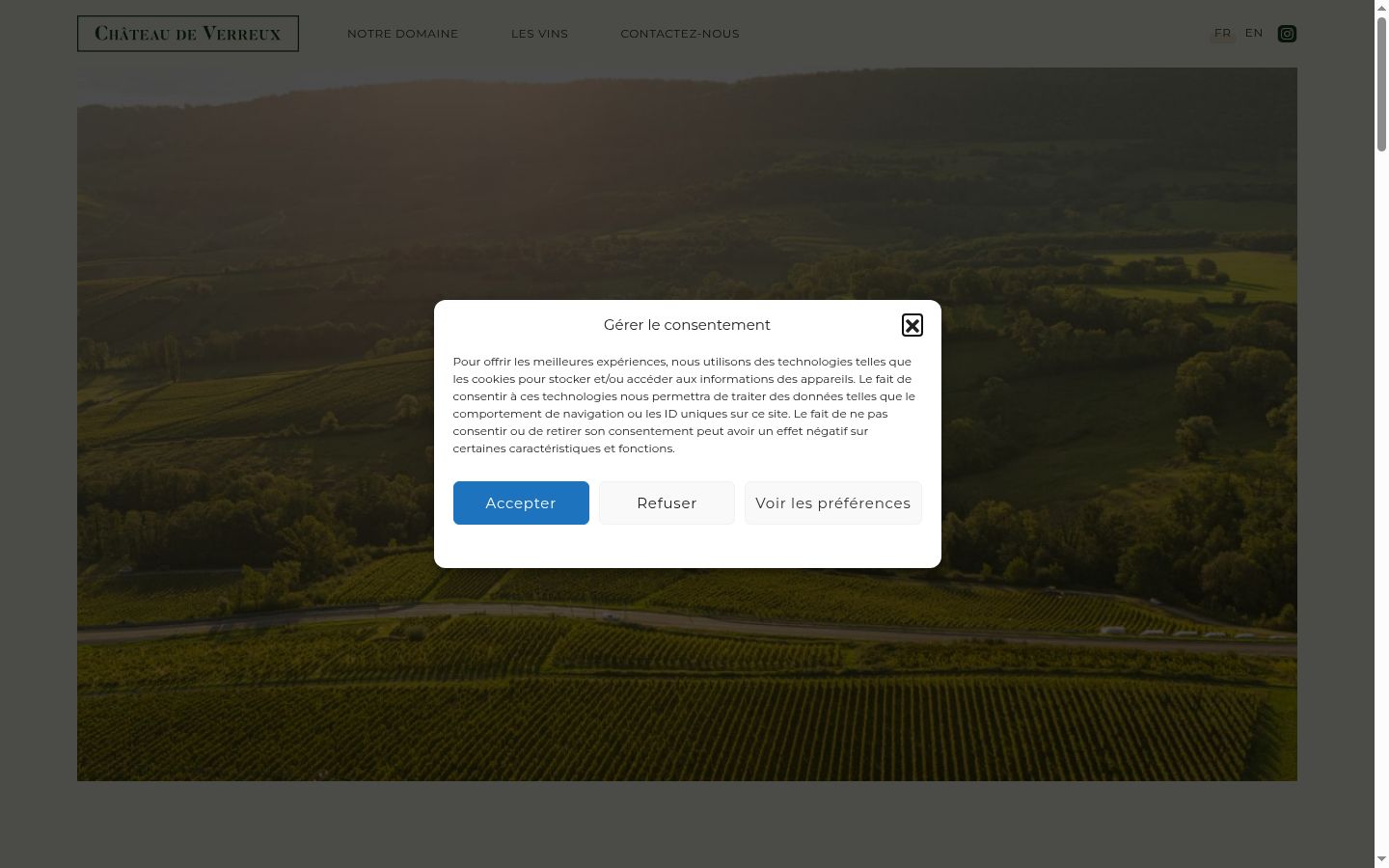 Screenshot of the consent banner shown before any interaction