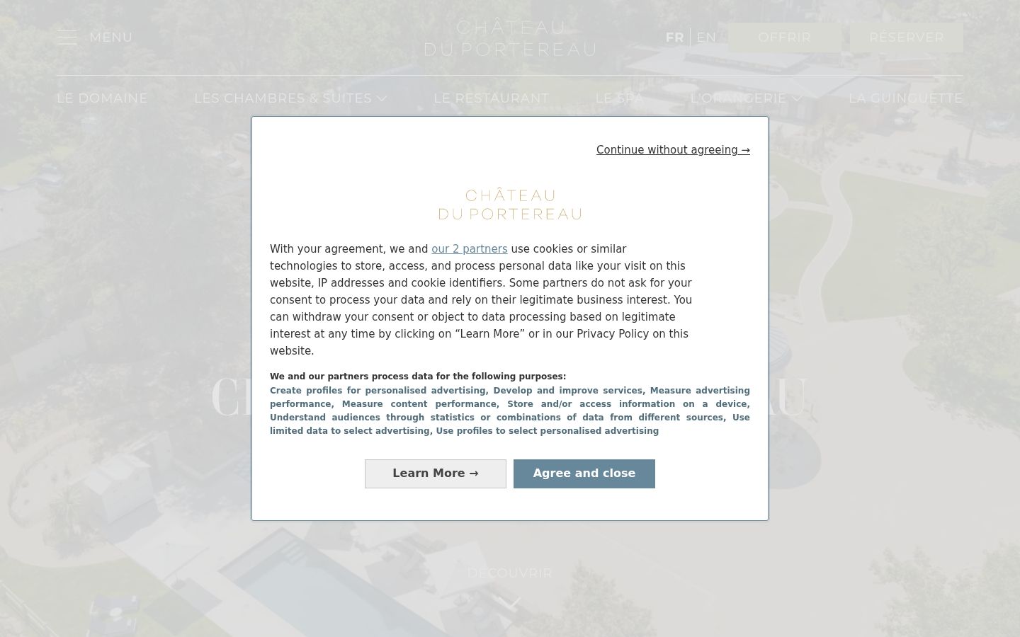 Screenshot of the consent banner shown before any interaction