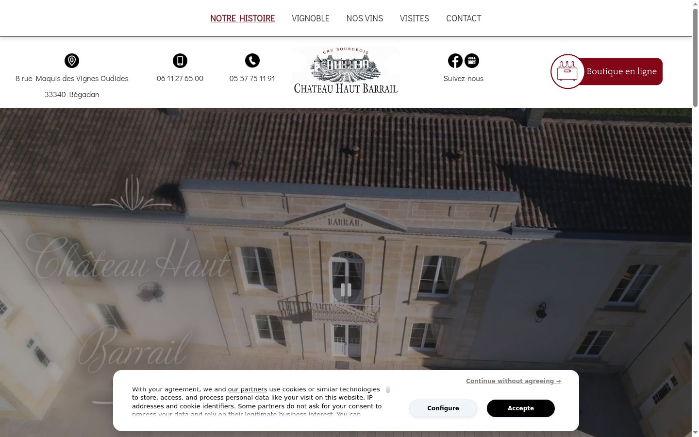 Screenshot of the consent banner shown before any interaction