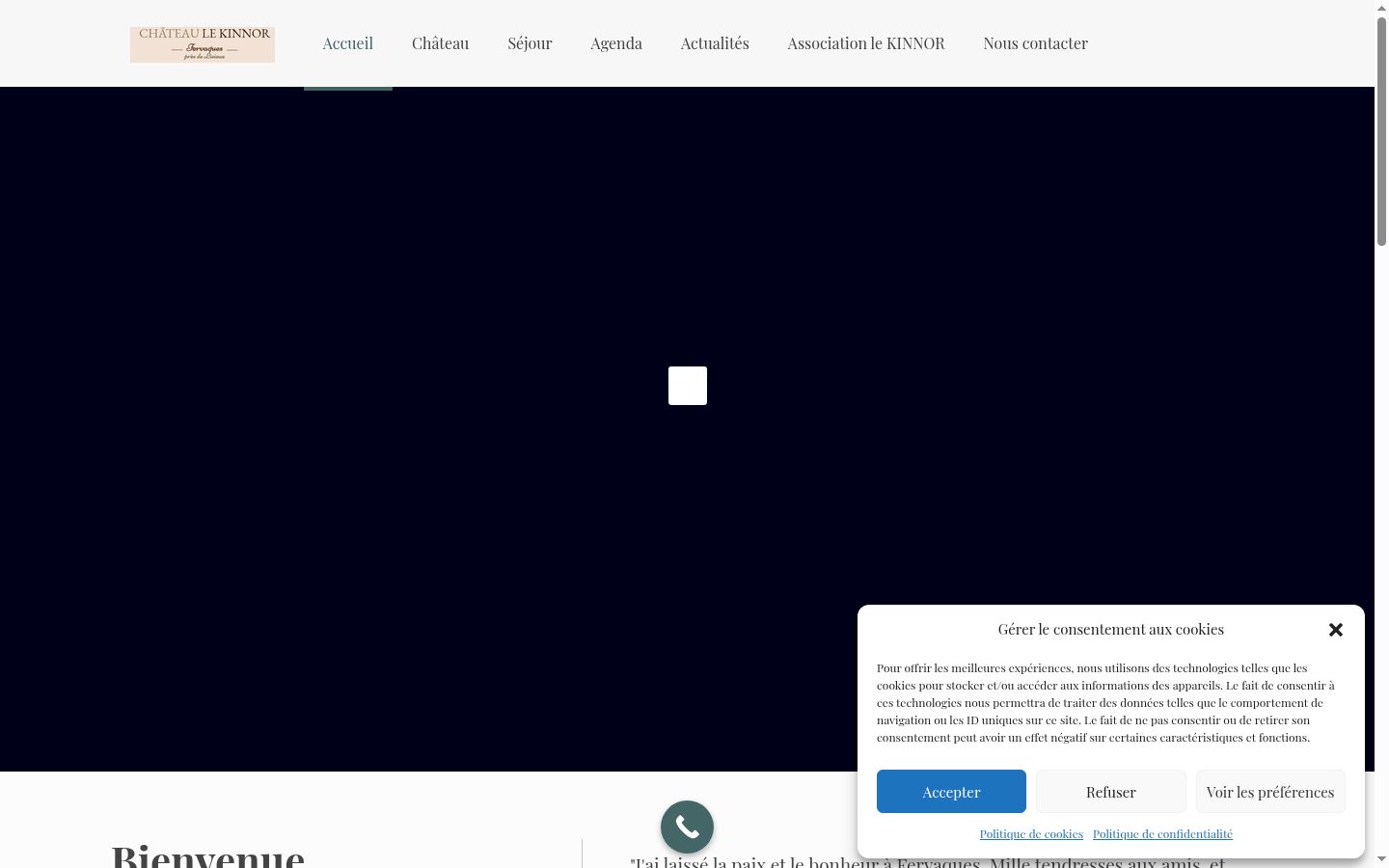 Screenshot of the consent banner shown before any interaction