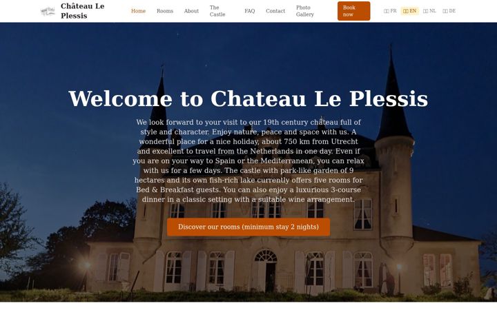 Screenshot of chateauleplessis.com