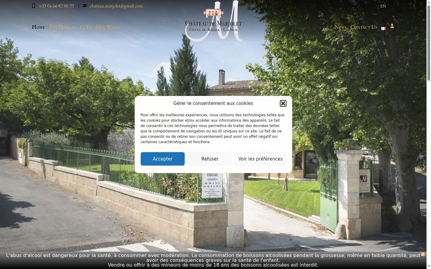 Screenshot of the consent banner shown before any interaction