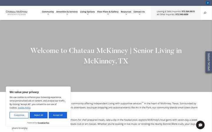 Screenshot of chateaumckinneyseniorliving.com