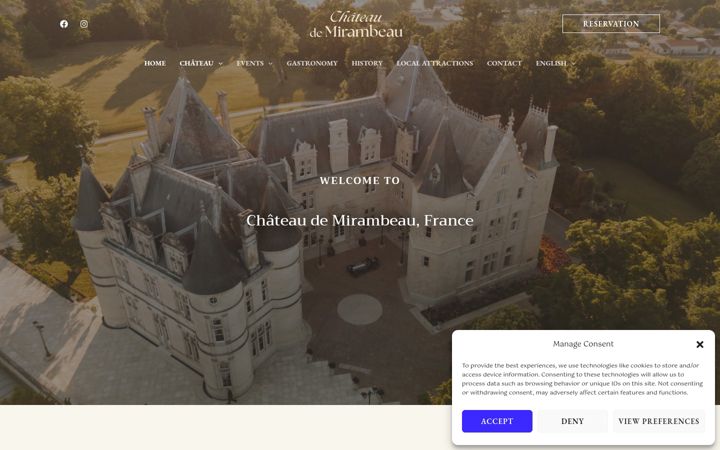 Screenshot of chateauxmirambeau.com