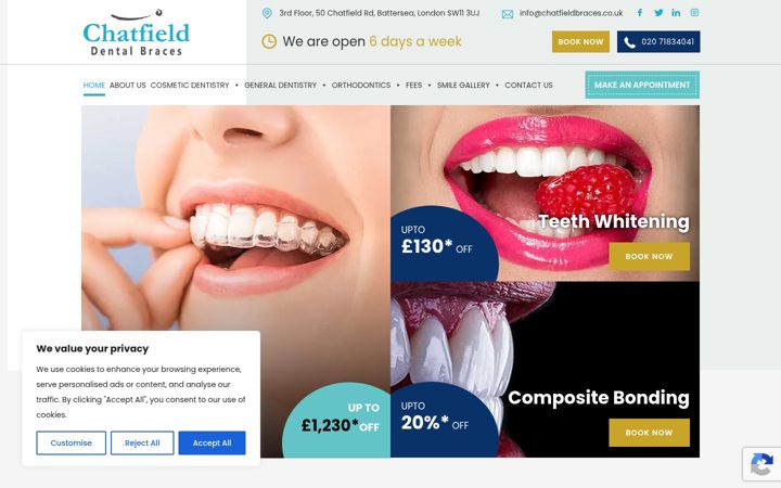 Screenshot von chatfieldbraces.co.uk