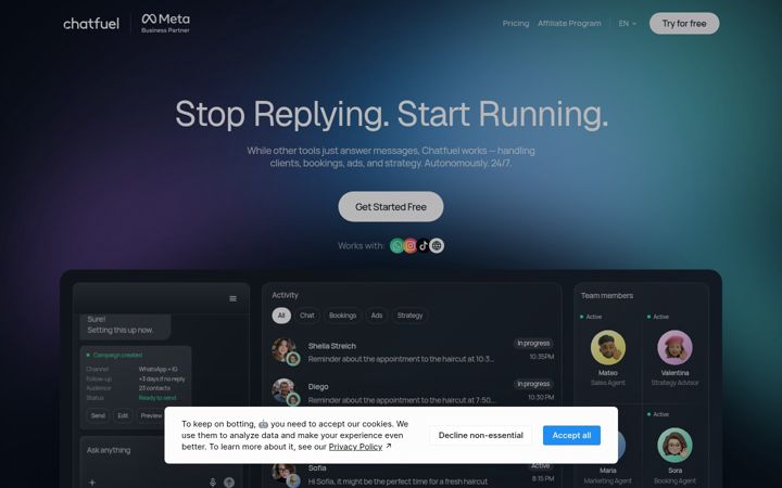 Screenshot of chatfuel.com