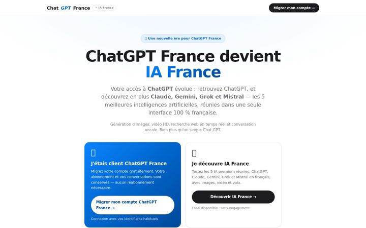 Skærmbillede af chatgptfrance.net