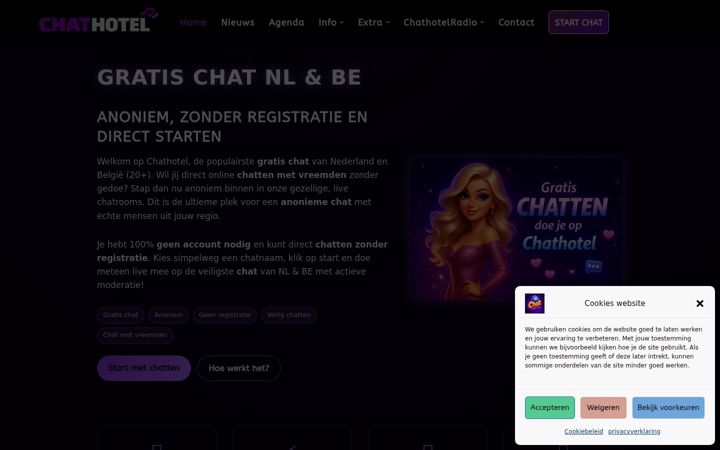 Ekrano kopija chathotel.nl