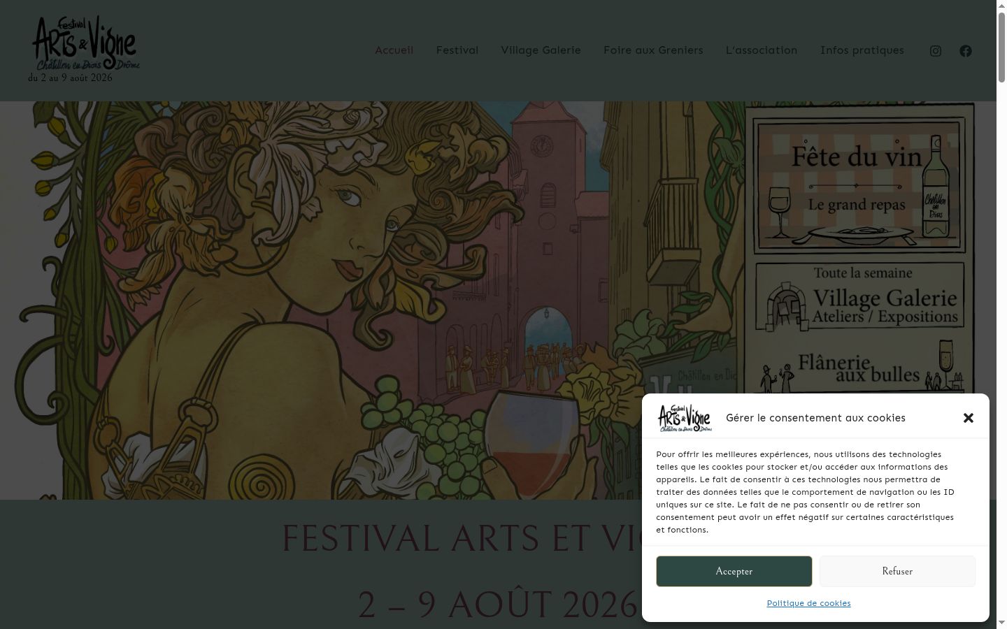 Screenshot del banner di consenso mostrato prima di qualsiasi interazione
