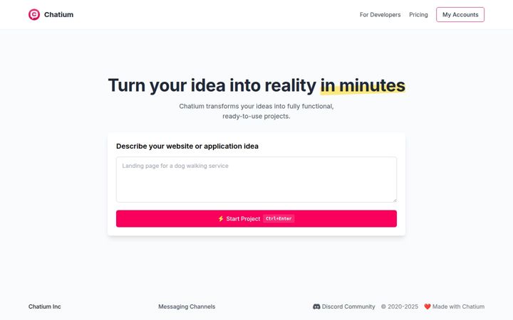 Screenshot of chatium.io