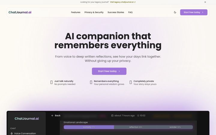 Posnetek zaslona chatjournal.ai
