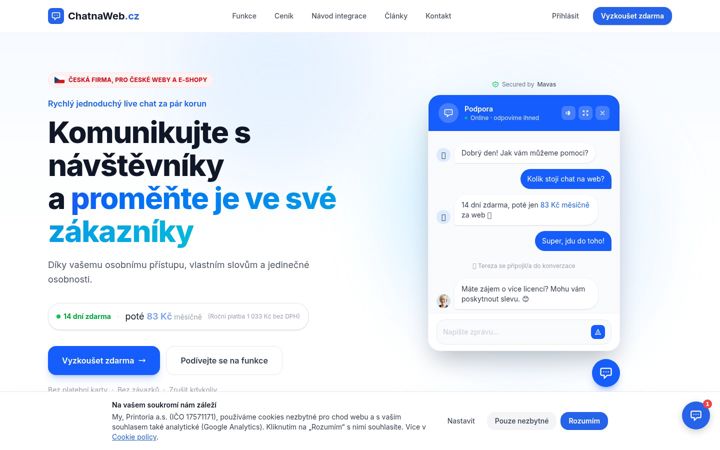 Ekraanipilt saidist chatnaweb.cz