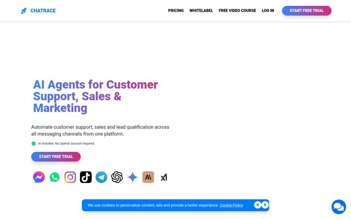 Screenshot of chatrace.com