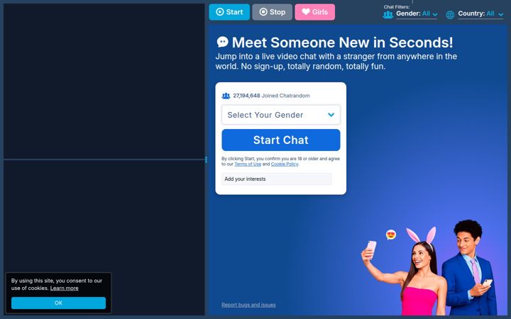 Snímek obrazovky chatrandom.com
