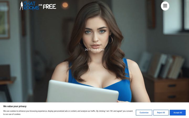 Screenshot of chatroomsforfree.com