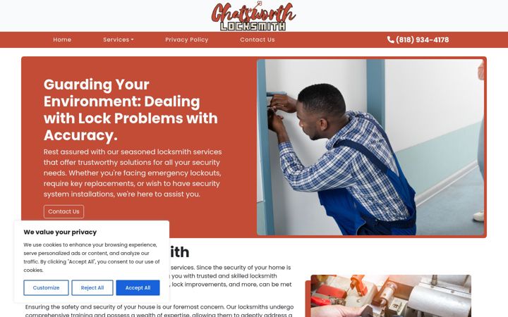 Screenshot of chatsworthlocksmith.com