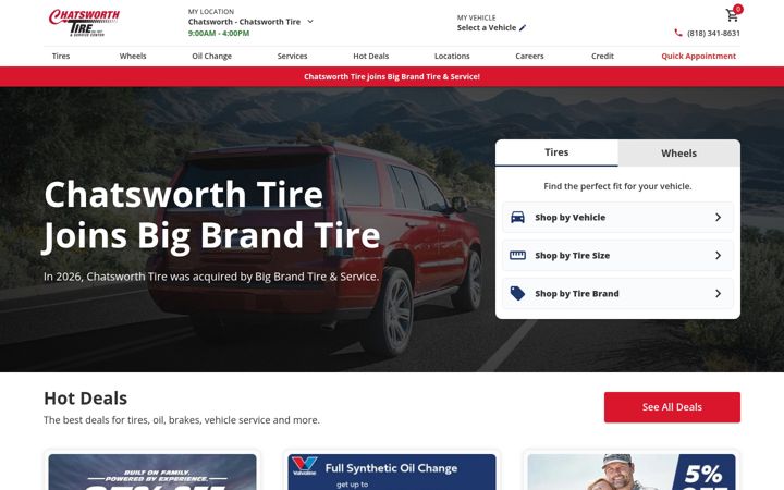 Screenshot of chatsworthtire.com