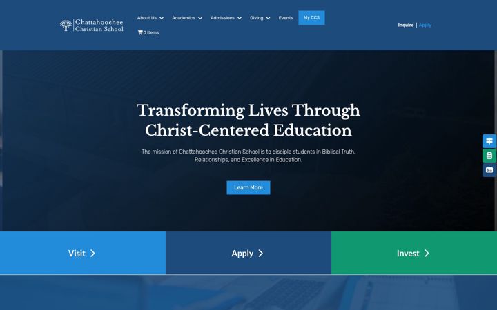Snímek obrazovky chattahoocheechristian.org