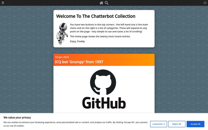 Screenshot of chatterbotcollection.com