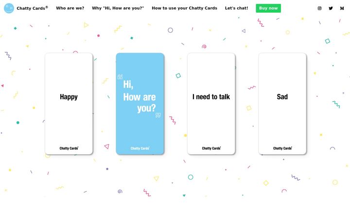 Screenshot of chattycards.com