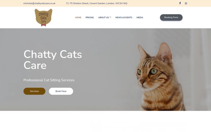 Screenshot van chattycatscare.co.uk