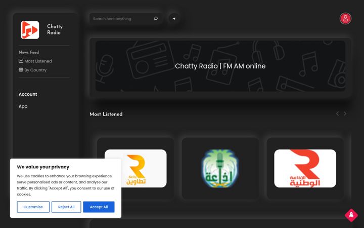 Screenshot of chattyradio.com