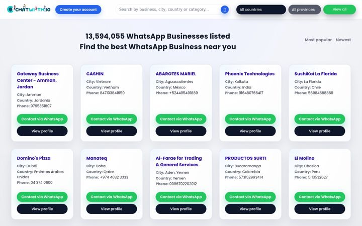 Captură de ecran a chatwith.io